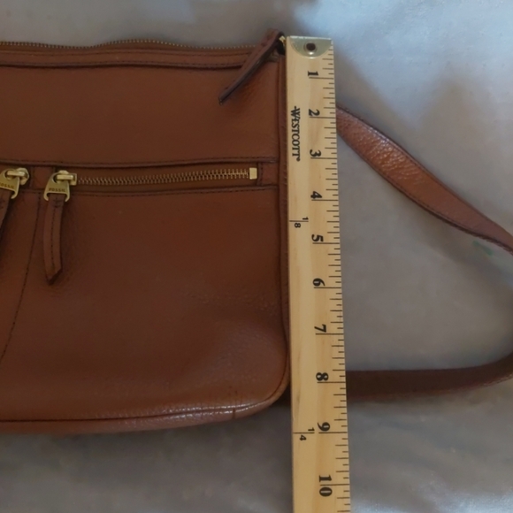 Fossil Elise Brown Pebbeled Leather Crossbody Bag Purse Clean! - Picture 6 of 7